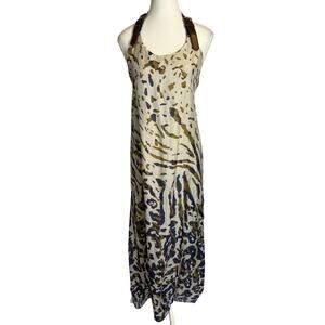 Single | 100% Silk Watercolor Maxi Belted Neck Strap | Made in USA | XS
